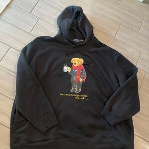 Polo by Ralph Lauren Black Hoodie with Bear Motif